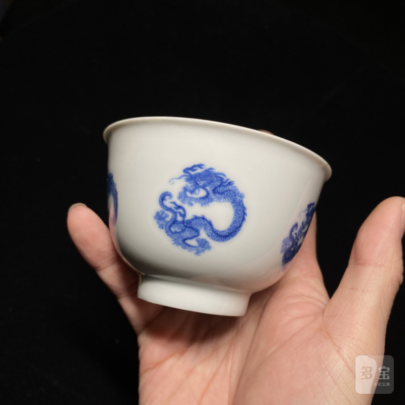 清康熙 青花团龙纹茶圆 - 图12